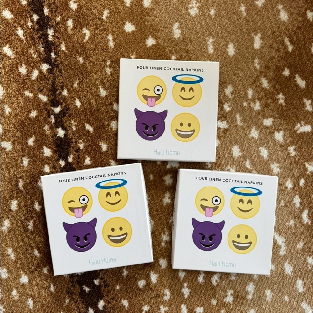 Emoji linen cocktail napkins